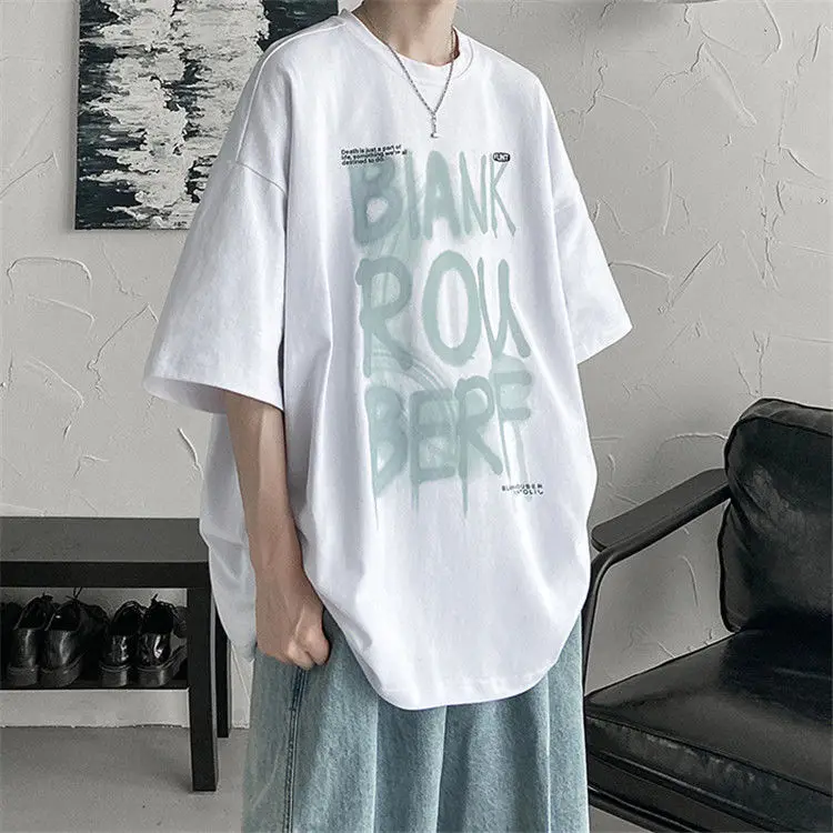 

Summer cotton short sleeve t-shirt men's 2021 new student trend versatile half sleeve Hong Kong style casual clothes