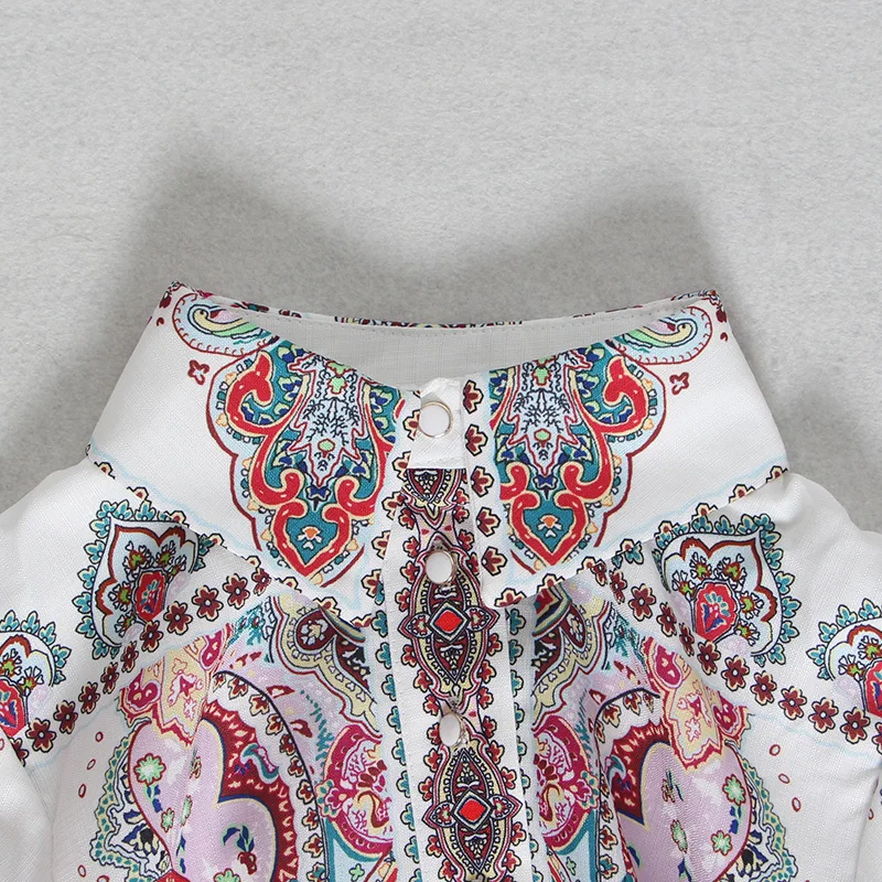 Женское винтажное платье с цветочным принтом рукавами-фонариками на пуговицах