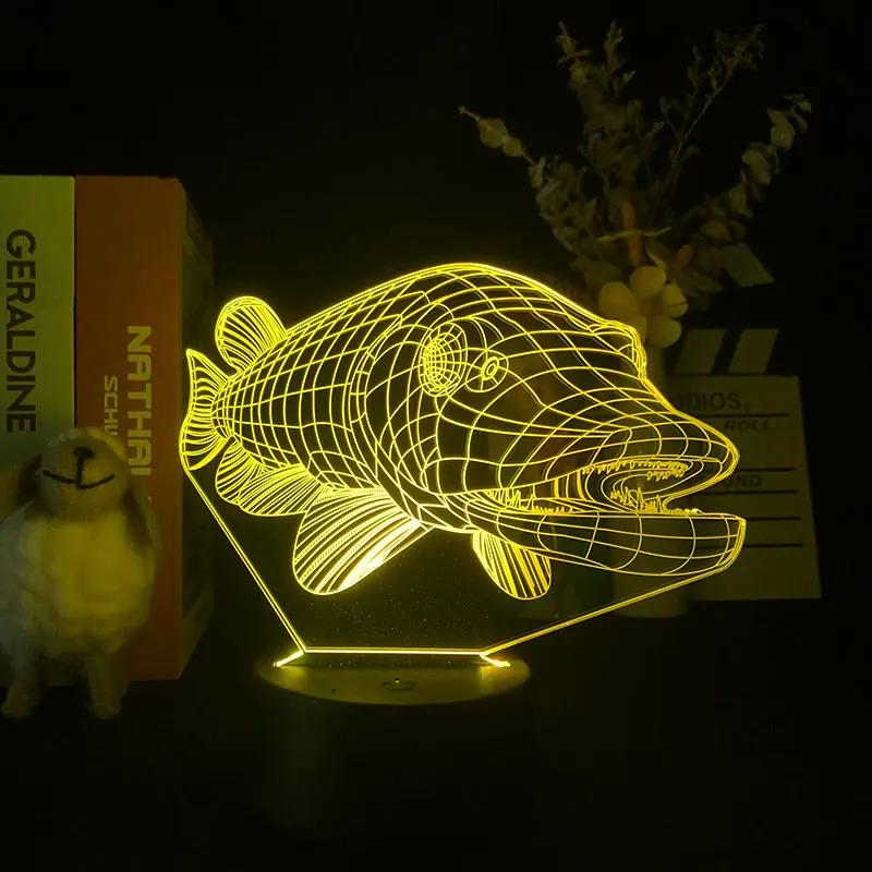 

С изображением морских рыб и морского окуня рыбка животное для 3D ночной Светильник будильник база светильник Delineascope многоцветные прямые по...