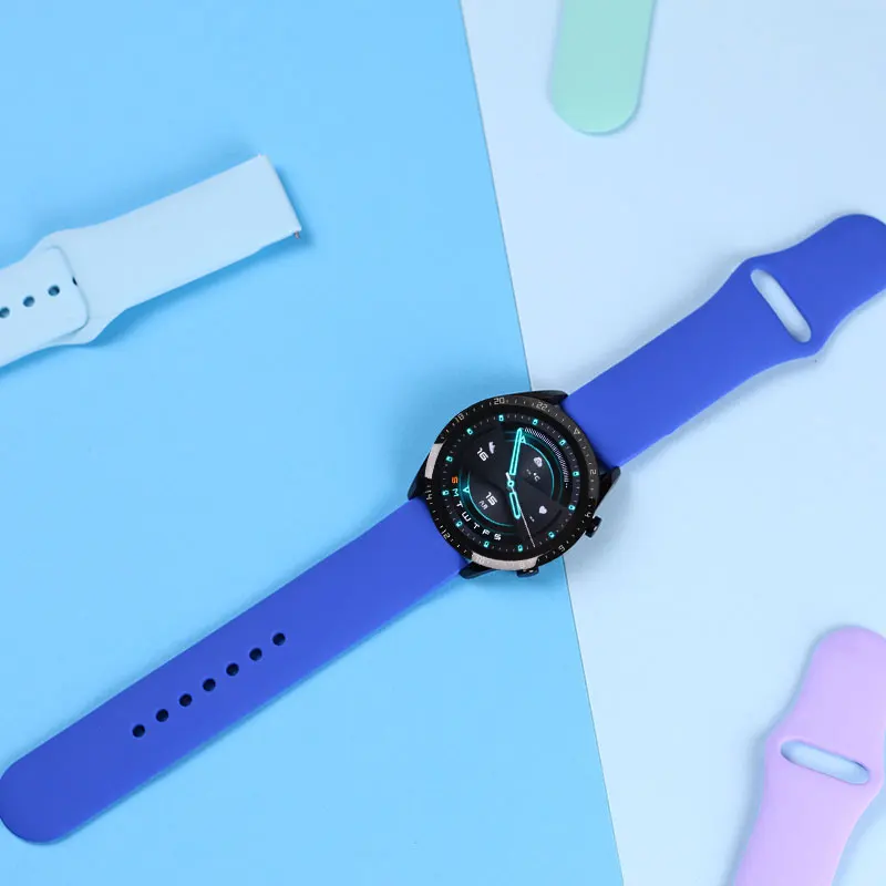 Ремешок 20 мм для Samsung Galaxy watch 4/5/5 pro/Classic 46 мм/Active 2/Gear S3 силиконовый браслет 22 Huawei GT