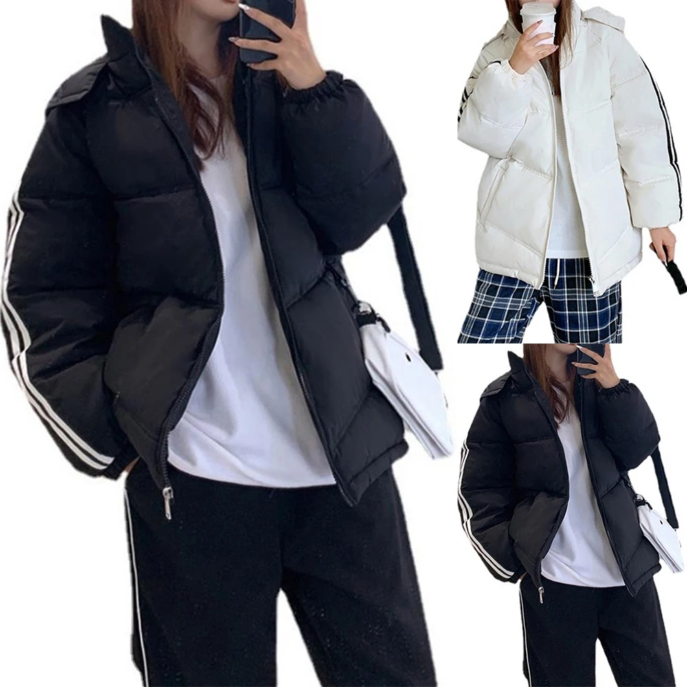 

Женское зимнее теплое пальто на молнии, с капюшоном и карманами