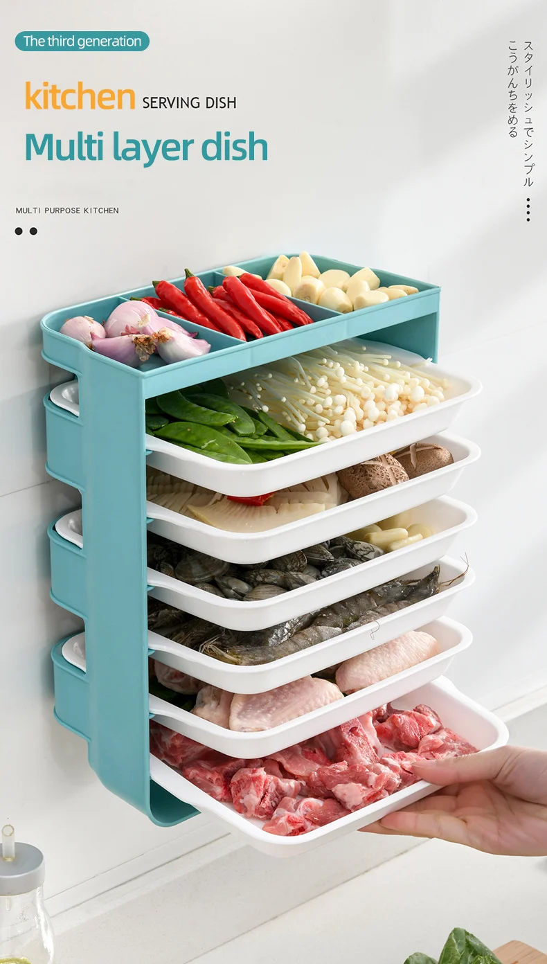 

Kitchen wall-mounted shelf preparation portable non-perforated household cooking seasoning side dish Storage rack