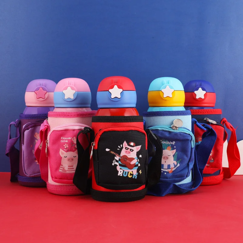 Fiyat Yaratıcı Karikatür çift Katmanlı çocuk Yalıtım Su şişesi Karikatür öğrenci Sırt çantası Taşınabilir Saman Su Bardağı