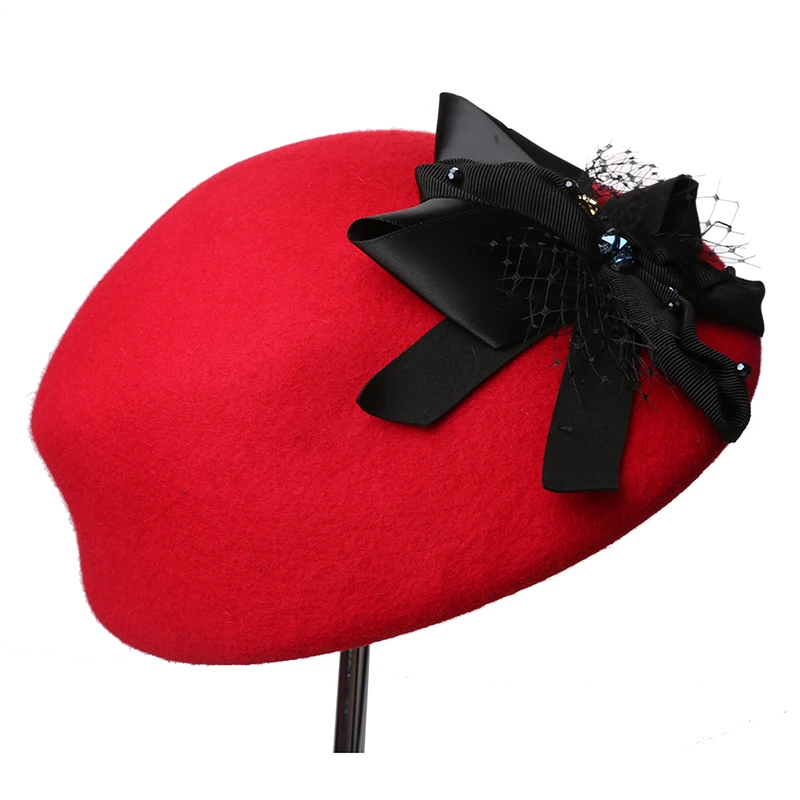 Red Sedancasesa, новинка, корейский стиль, Осень-зима, женская шапка, Британский шерстяной берет, шапка с австралийской шерстью, береты, шапка, милый подарок, FW121018 - Цвет: Red