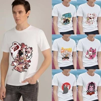 mens tshirt japanese style comics mask pattern series tops white basis o neck printing t shirt casual male short sleeve man tee