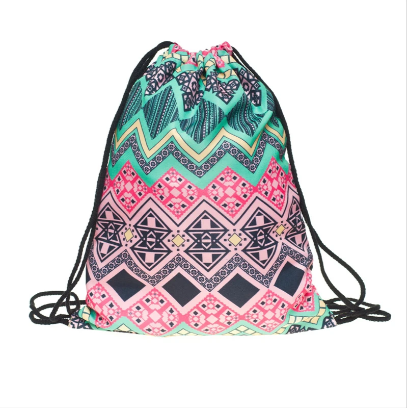 

Selling Geometric Patterns Fashion Women's Drawstring Bags Cosmetic Snack Storage Bag Travel Shoulders Backpack Bunch Pocket