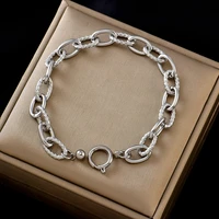punk style 316l stainless steel no fading adjustable length thick chain bracelets simple hip hop trend bangles womens gift