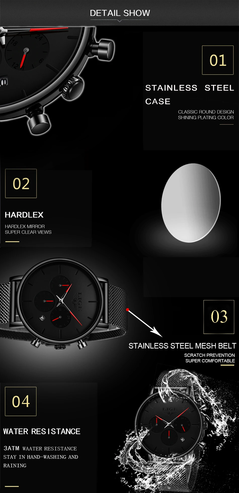 Relojes LIGE мужские часы из сетчатой стали, модные брендовые Роскошные спортивные ультра-тонкие кварцевые часы, мужские повседневные водонепроницаемые часы с датой