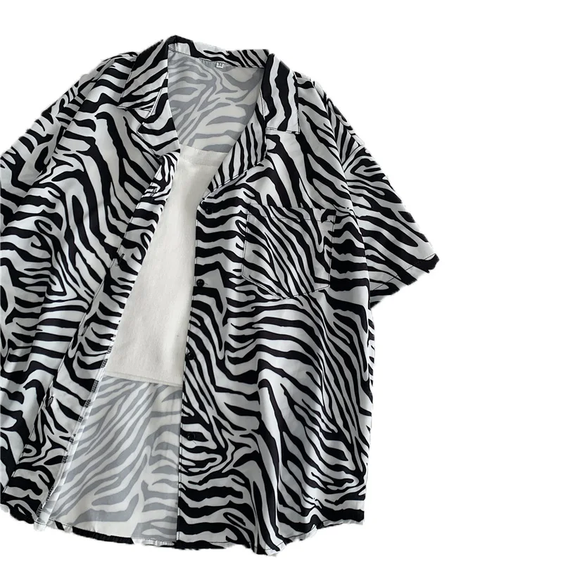 

Design of new Korean zebra short sleeve shirt in summer 2021