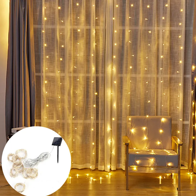 

Garland Curtain for Room New Year's Christmas Lights Decorations Curtains for Home Festoon Solar Led Light Decor Fairy Lights