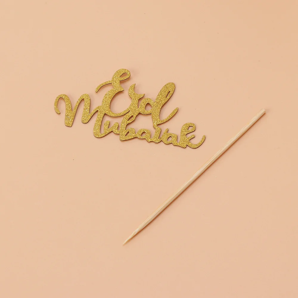 

20pcs Eid Mubarak Cake Toppers Unique Cupcake Ornament Picks Cake Decor Dessert Adornment for Party Festival (Golden, Paper Stic
