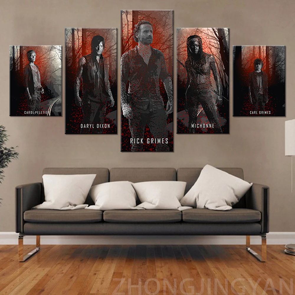 5 шт. абстрактная живопись маслом по мотивам фильма зомби Ходячие мертвецы плакат