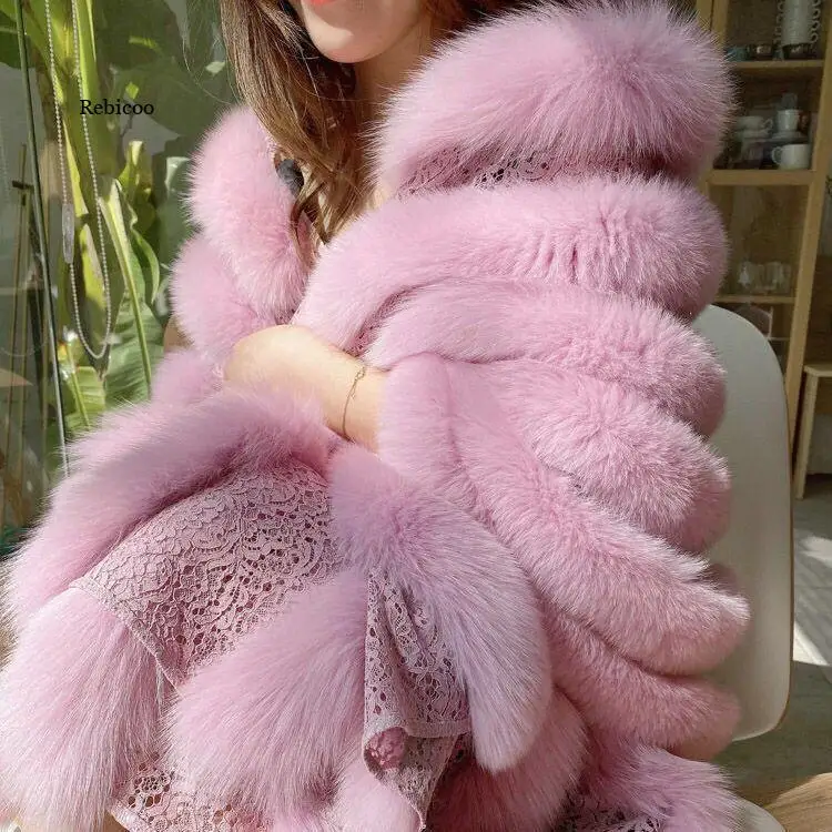 Зимнее меховое пальто женская накидка Вязаное пончо осенне-зимняя из