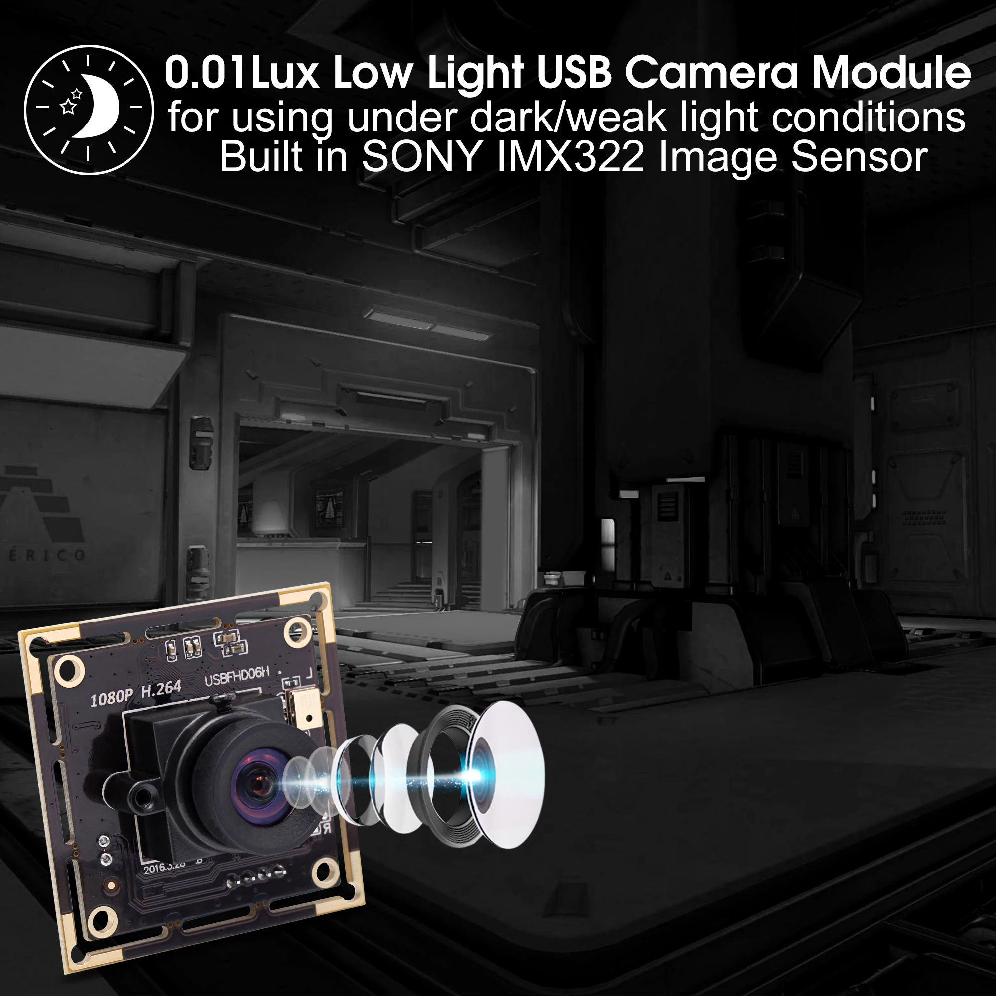Модуль камеры видеонаблюдения H.264 30fps 2 0 МП печатная плата Sony IMX322 USB-камера для