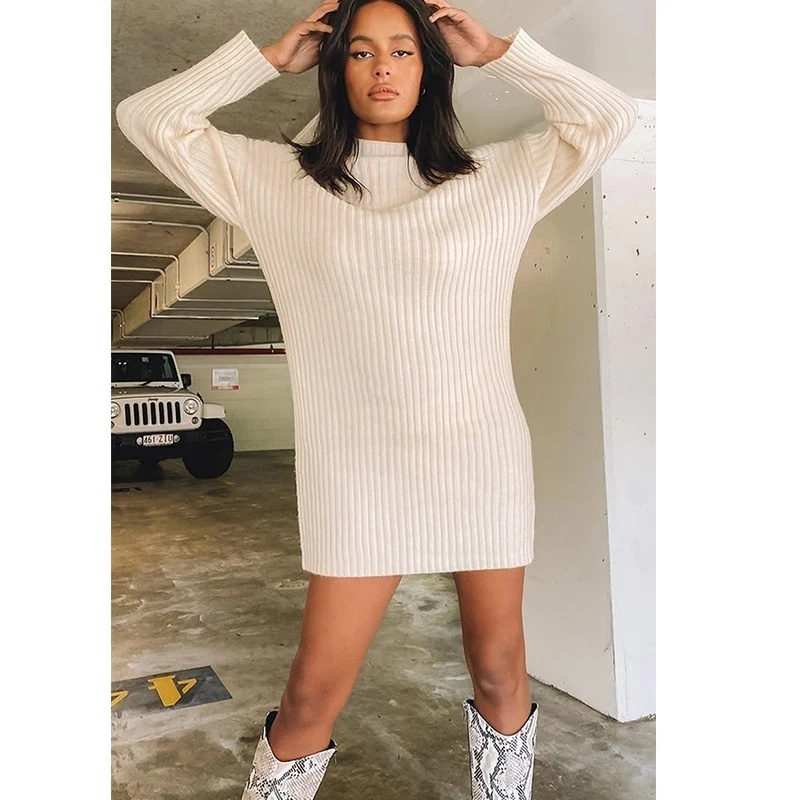 

Elegant Pullover Knitted Half High Collar Dress Womens Sweaters Autumn Winter New Fashion Chic British Ropa De Invierno Mujer