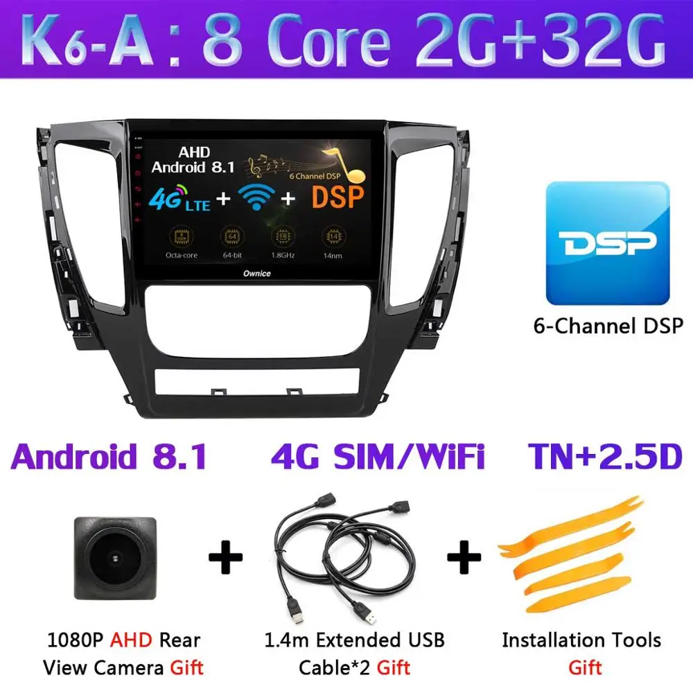 360 ° панорамный Камера Android 9,0 8Core 4G+ 64G DSP CarPlay плеер для Mitsubishi Pajero Montero Sport gps - Цвет: K6-A