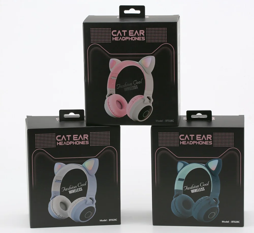 Bluetooth гарнитура с кошачьими ушками Hi Fi светодиодный светильник кой|Наушники и