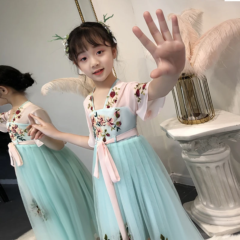 H2494 классическое сказочное платье ханьфу для девочек в китайском стиле летние