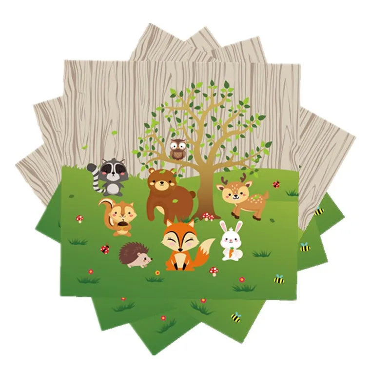 Одноразовые бумажные салфетки с изображением животных джунглей 20 шт./лот