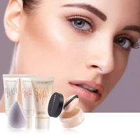 focallure 5 pcs makeup set foundation base facial pore blurring primer oil control waterproof powder with makeup sponge kit