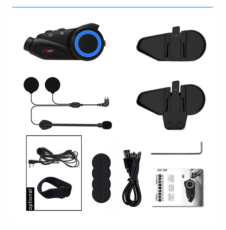 

Maxto M3 Waterproof 6 Riders Motorcycle Bluetooth & WIFI Video Recorder Helmet Intercom Interphone with HD Sony 1080P Lens DVR