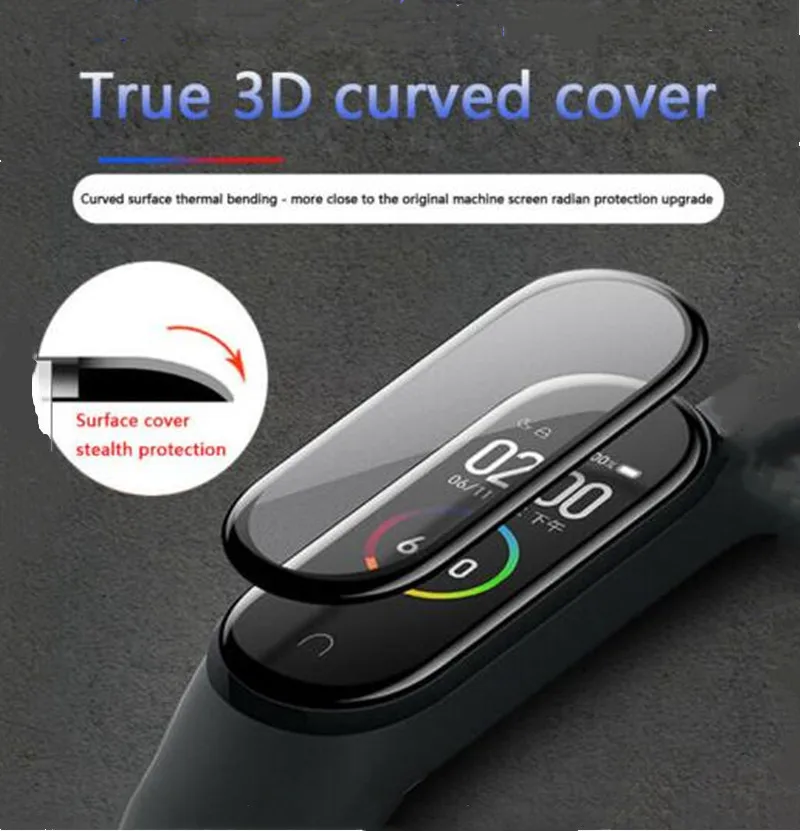 

1Pc 3D Full Cover Tempered Glass Screen Protector Full Curved film For Xiaomi Mi Band 4 miband 4 Explosion-Proof Protective Film