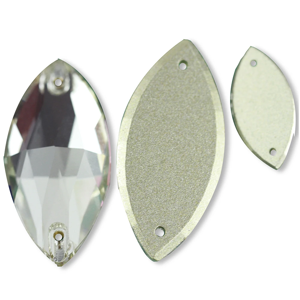 Разноцветные камни в форме конского глаза сшитые вручную с плоским основанием