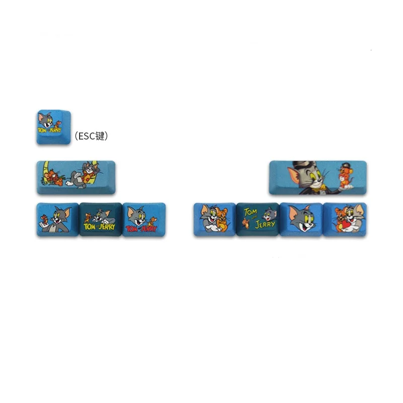 

10 pieces Keycaps for Mechanical Keyboard Cartoon Anime PBT 5 Side Dye Sublimation OEM Profile Colorful Personality Customize PC