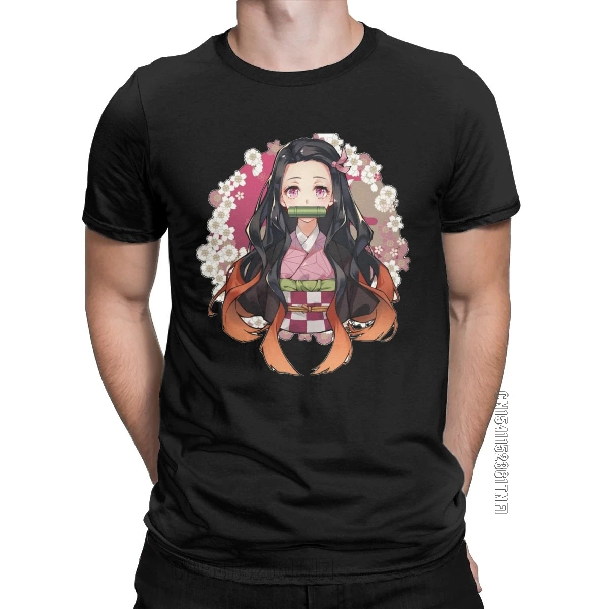 

Men's Demon Slayer Nezuko T Shirts Pure Cotton Tops Vintage Classic Short Sleeve Round Neck Tee Shirt Printed T-Shirt