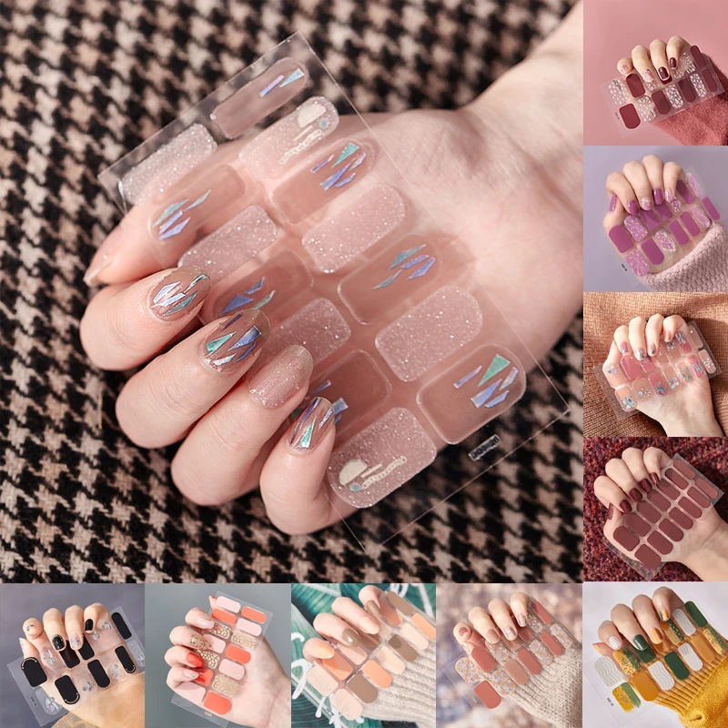 14 наклеек красочные самоклеящиеся обертки для дизайна ногтей горячая Распродажа