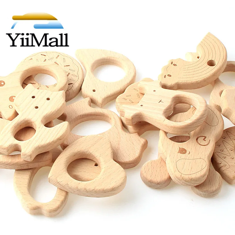 Деревянные бусины из натурального бука 2 шт. различные животные детские подарки