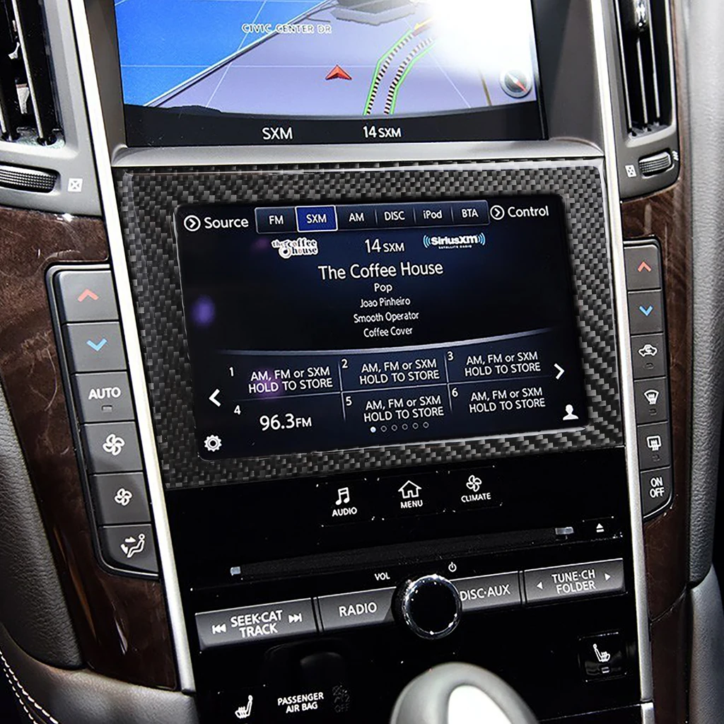 

Carbon Fiber Interior Console GPS Navigation Cover For Infiniti Q50 Q60 2014-2019