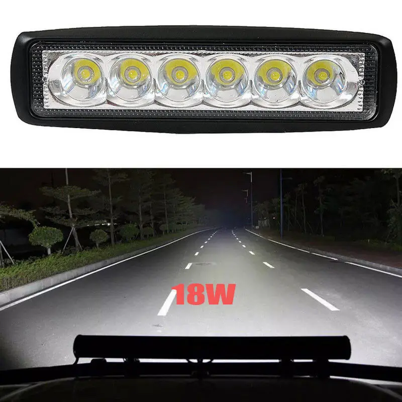 

18W 12V LED Car Work Light Bar Combo Spotlight Flood Lamp Driving Fog Light Beam Offroad Lights for Ford Toyota SUV 4WD Truck