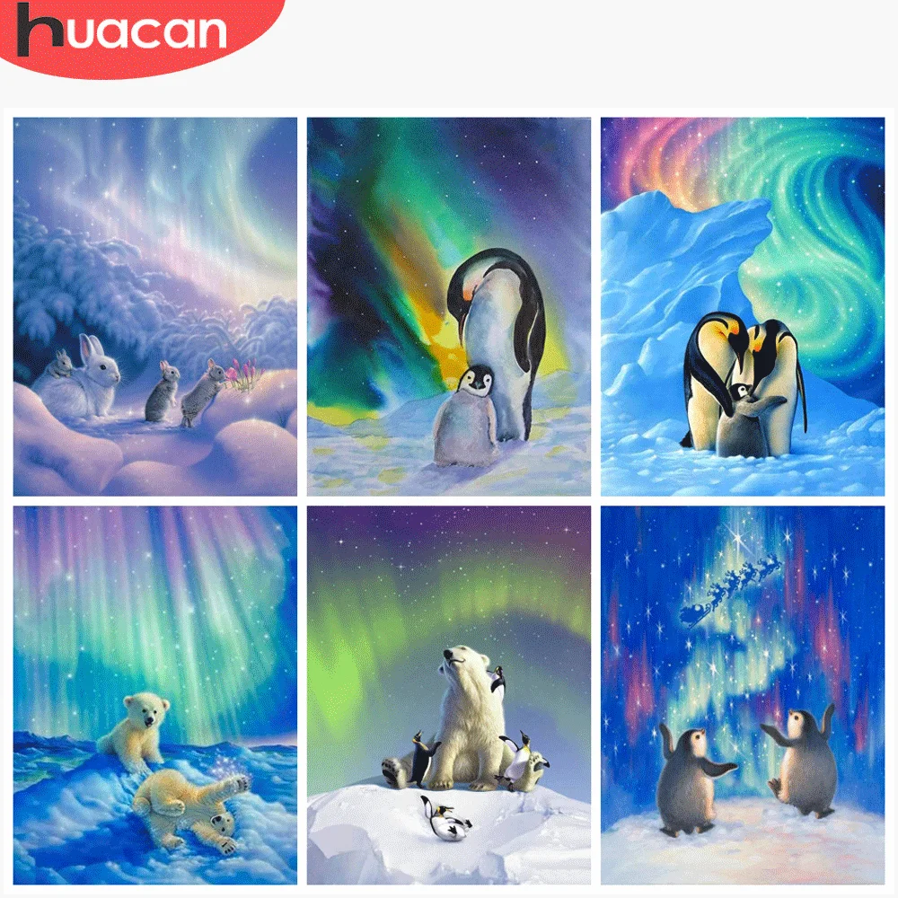 

HUACAN 5D DIY Diamond Mosaic Penguin Diamond Painting Animal Full Embroidery Cross Stitch Kits Handmade Gift