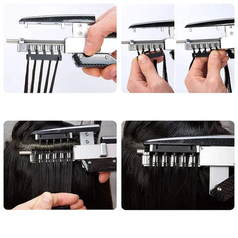 6D-2 Станок для наращивания волос С-образная пряжка для 1-го и 2-го поколения 6D Машина для наращивания волос Человеческие волосы без следов