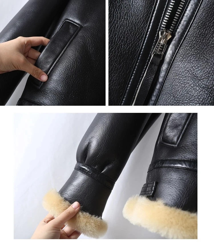 

Real 2021 High-Quality Winter New Sheepskin Jacket Men And Women Merino Lamb Fur Coat Motorcycle Jacket Large Size 5XL