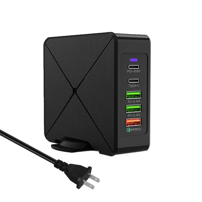 США С несколькими usb-портами зарядное устройство 75 Вт PD USB-C 45 Вт быстрозарядная станция для iPhone 8 X Macbook samsung S10 Quick Charge 3,0 type C адаптер - Тип штекера: США