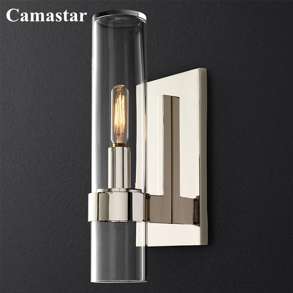 

Ravelle Sconce Clear Cylinder Glass LED Lamp Modern Home Decor Bedside Glass Sconce Light Fixture Living Room Glass Wall Lamp