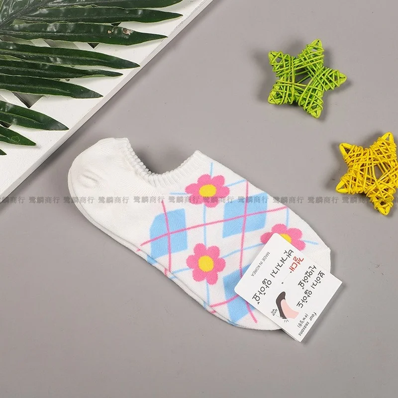 

Plaid Women Socks Cotton Flowers Cartoon Sock Woman Colorful Unisex Ankle Funny Novelty Ladies Sox Spring Summer Trendy Sokken