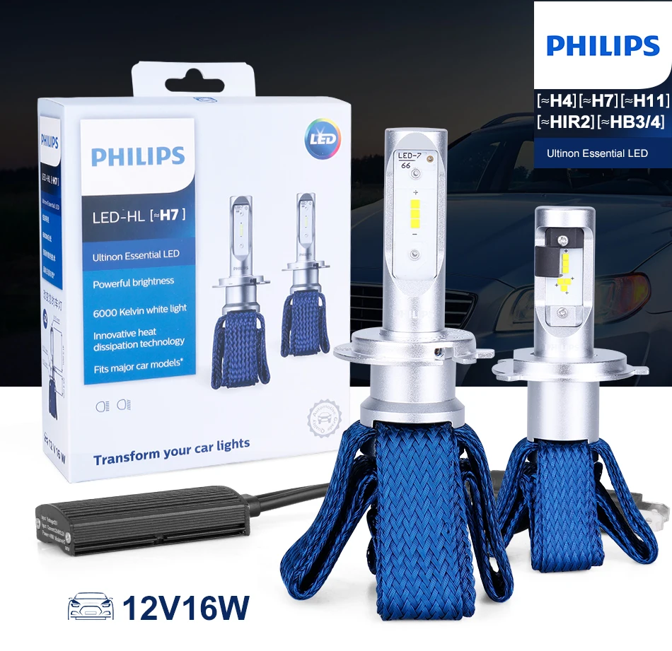 Philips H7 светодиодный H4 H11 H16 HB3 HB4 HIR2 9012 Автомобильные фары Высокая Низкая Белая светодиодная лампочка ampolletas para авто гибкий медный отвод тепла