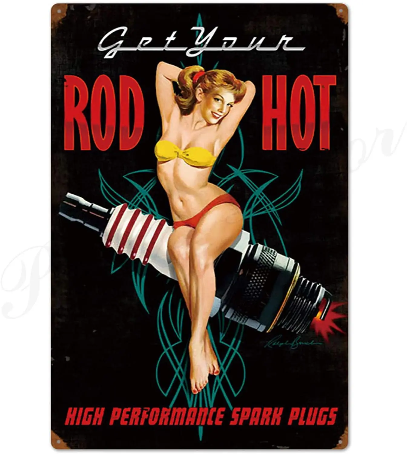 

Zyalex Girl Tin Sign Plaque Metal Vintage Sexy Metal Sign Wall Decor for Bar Pub Club Man Cave Retro Signs Metal Painting 20x30