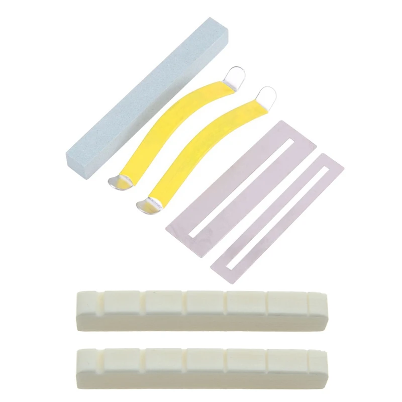 

5 шт. гитарный бас-гриф защита ладов и шлифовка ладов с 2 шт. 6-струнными электрическими костяными орехами и прорезями для костей крупного рог...