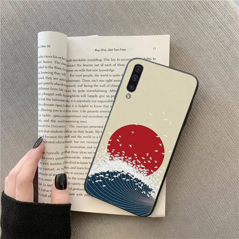 

Wave Art Japanese Green Illust Phone Case For Samsung A20 A30 30s A40 A7 2018 J2 J7 prime J4 Plus S5 Note 9 10 Plus