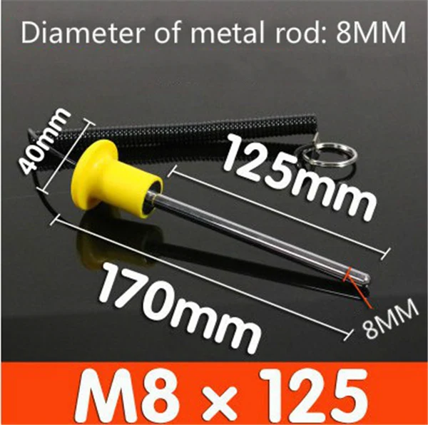 Rod 8mm X 125mm Магнитный болт фитнес-оборудования, стержень для выбора веса стека, силовой тренировочный болт желтая головка дианетра 8 мм или 10 мм - Цвет: Rod 8mm X 125mm