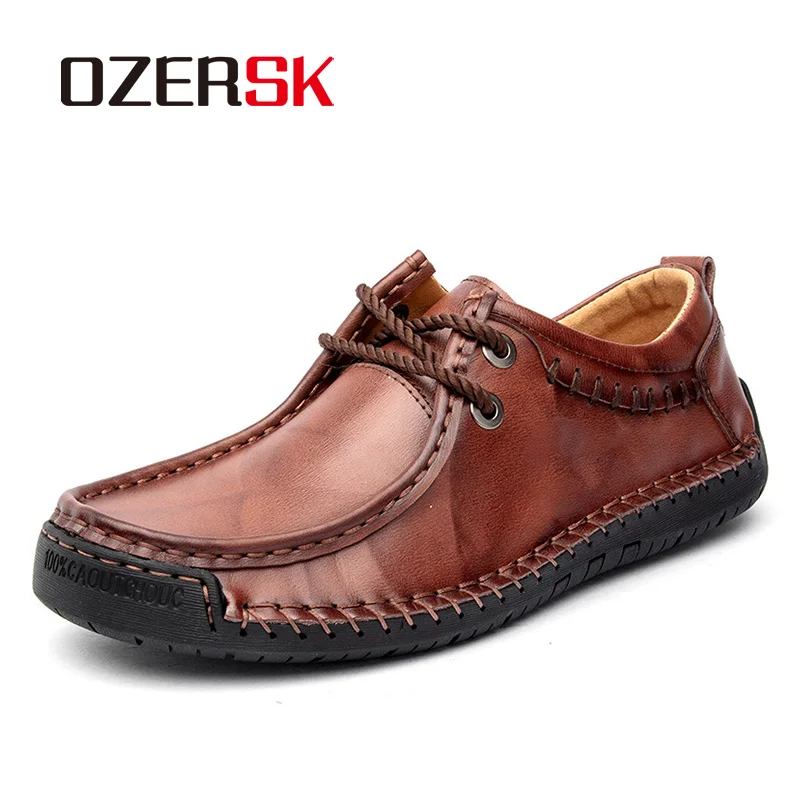 

OZERSK Leather Shoes Men Classic Comfy 2022 New Luxury Brand Retro Top Quality Fashion Casual Oxfords Shoes Sneaker For Men