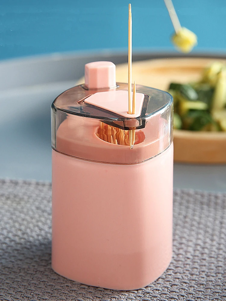 

Toothpick Dispenser Pop Up Toothpick Dispenser Automatic Holder Cute Dispenser Box Inteligentes Table Accessories Smart Funny