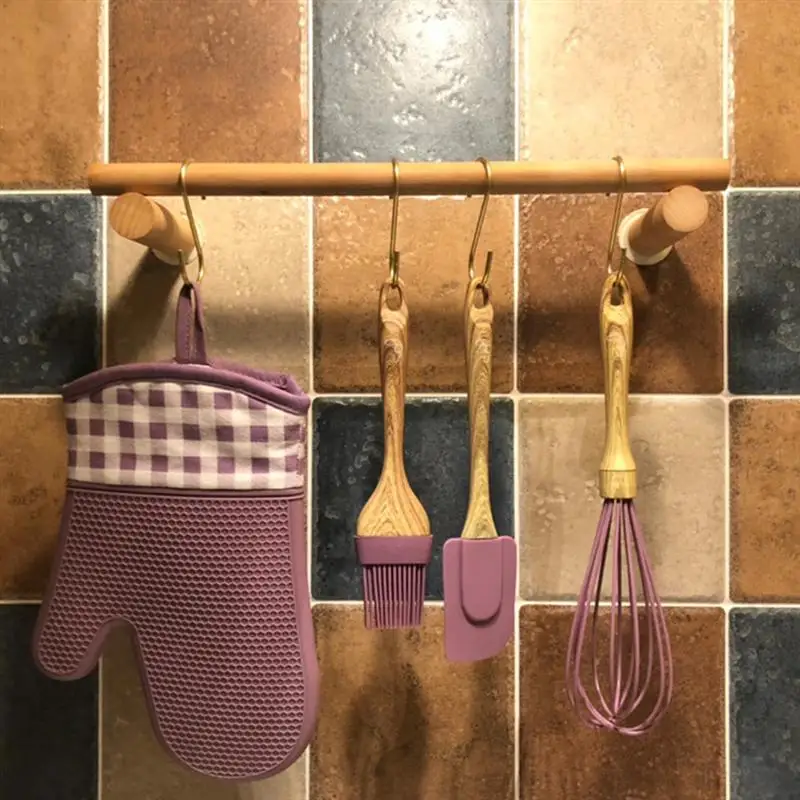 

1pc 30cm Simple Towel Rack Wood Single Towel Bar No Punch Storage Rack Towel Hanger For Bathromm Kitchen Home Towel Holder