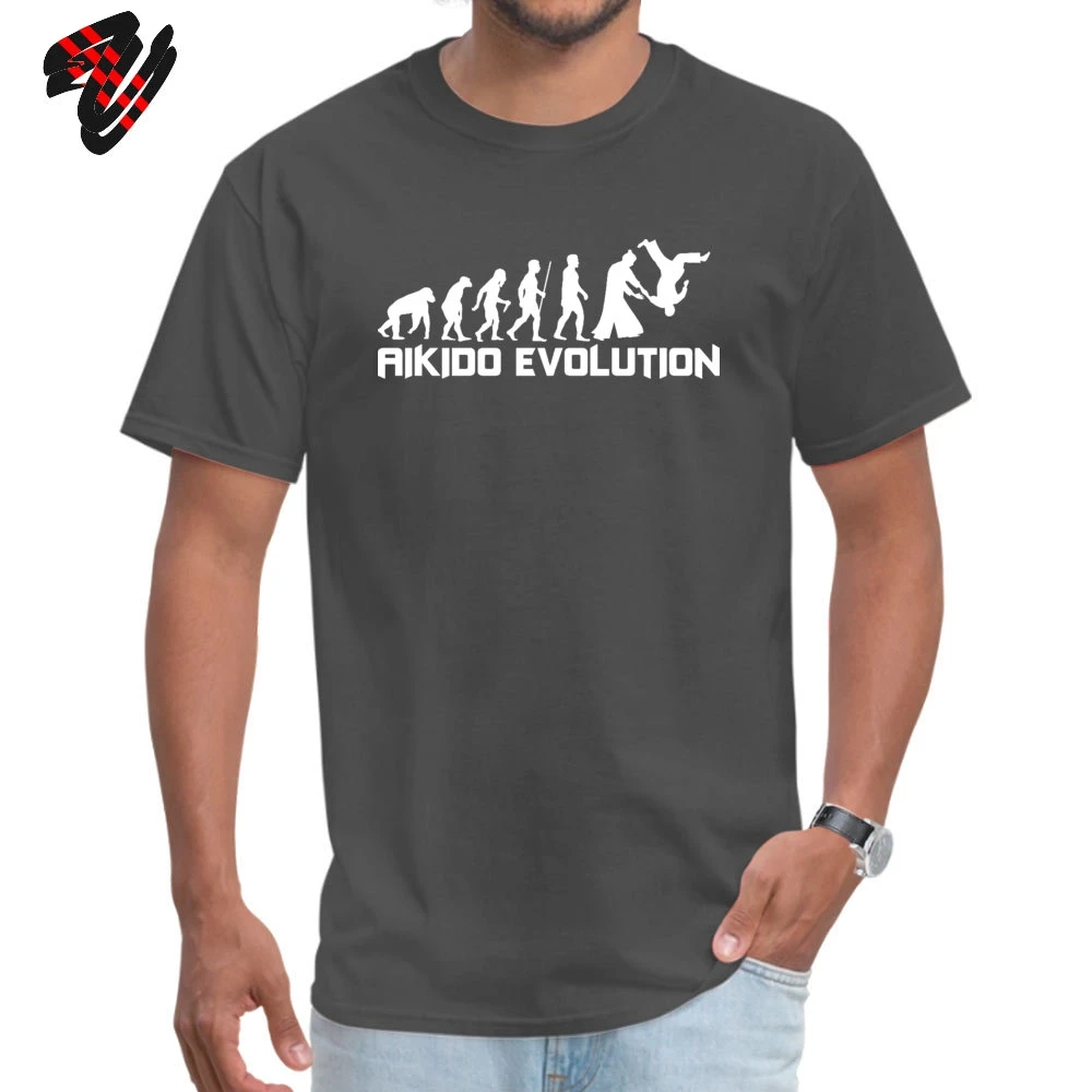 Aikido Evolution хлопковая ткань мужские футболки с короткими рукавами уличные футболки на День отца Топ для отдыха футболка простой с круглым воротом Футболка - Цвет: Dark Gray