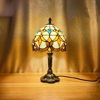 baroque table lamp mediterranean vintage handmade stained glass e27 desktop decorative lights bedroom nightstand night light