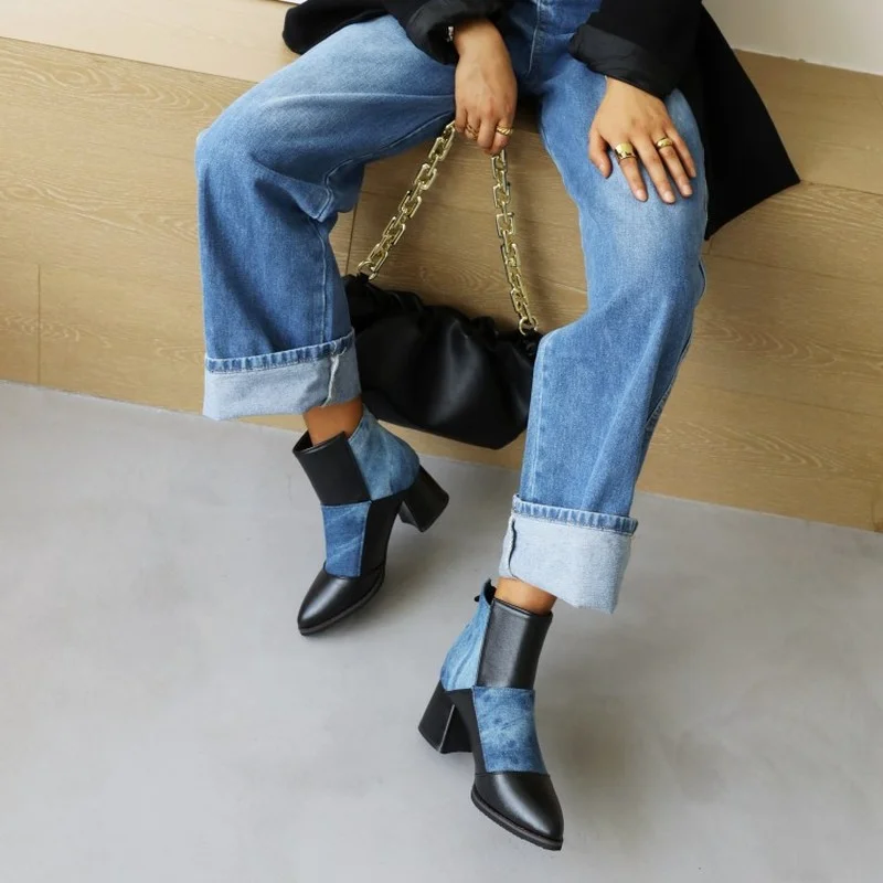 FXYCMMCQ Women's Short Boot Autumn Fashion Beautiful Boots Thick Heel Square Head 6217